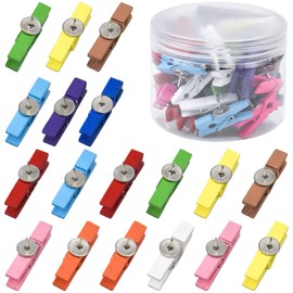 Pack of 50 Push Pin Clips Wooden Pegs Pins with Wooden Pegs, Wooden Clothes Pegs, Colourful with Push Pins, Wooden Pin Pins Clips for Cork Pin Board, Notes, Photos, Hanging, Crafts
