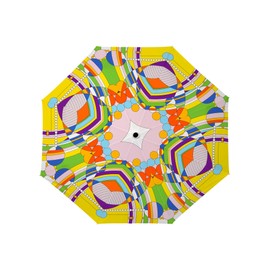RainCaper Frank Lloyd Wright Windproof Auto Open Close 43” Coverage Folding Travel Umbrella with Matching Sleeve (FLW March Balloons)