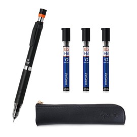 ZEBRA Delguard Type Lx 0.5 Black and 0.5 HB leads, qullity original Black slim pen case, 1 Count (Pack of 3)