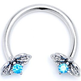 Body Candy 16G 316L Stainless Steel Horseshoe Circular Barbell Earring Beauty Bug Blue Cartilage Septum Ring 3/8"