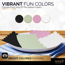 Cocktail Napkins Disposable, 100 Count Pink Scalloped Napkins, Dessert Beverage, Folded 5” x 5” Party Napkins, 2 Ply Paper Napkins Bulk for Dinner Wedding Birthday Party - Amcrate