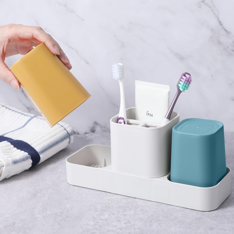 Toothbrush Holder for Bathroom, Bathroom Organizer Storage Set with 2