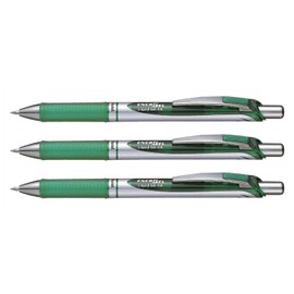 Pentel Energel Rollerball Gel Ink Rollerball Pens Pack of 3, Green