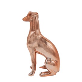 Nayothecorgi Greyhound Statue - Metallic Rose Gold Sitting Ceramic Dog Statue - Decorative Dog Sculpture for Garden or Home Décor - Greyhound Dog Outdoor Statue - (5.75” x 4” x 11.25”)