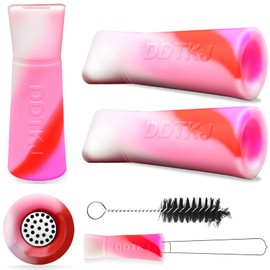 2 Extra Large Silicone Suction Nozzles Suitable for Pre Roll Cones, Replacement for Glass Filter Tips and Glass Rolling Tips.with Cleaning Brush.(Pink/White/Red)