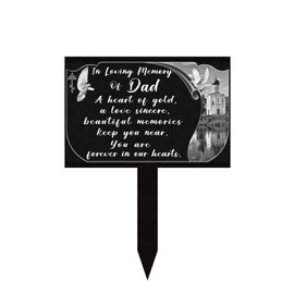 Memorial Stakes for Dad Metal Cemetery Plaque Sympathy Garden Grave Markers,11.8inch Sympathy Cemetery Garden Stake Decoration for Outdoors Yard(Dove)