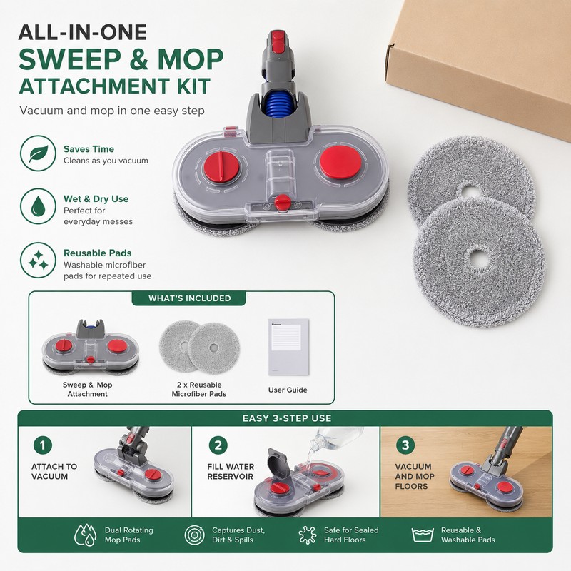Electric Mop Head Attachment for Dyson V7–V11 – Vacuum Mop