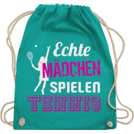 Shirtracer - Gym Bag Backpack - Tennis Player Gift - Real Girls Play Tennis, 08 Turquoise
