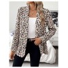MakeMeChic Women's Leopard Print Open Front Shawl Collar Long Sleeve