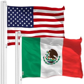 UD_G128 Combo Pack: American USA Flag 2x3 & Mexico Mexican Flag Ft 2x3 Ft  Both LiteWeave Pro Series Printed 150D Polyester, Bra