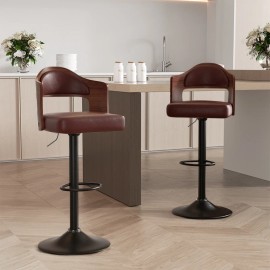 Dual Color Rustic Modern Height Adjustable Swivel Durable Material Steady PU Leather Iron Frame Bar Stool for Hotel Home Barsize: 48cm*43cm*88cm~110cm, color: FU01025BR
