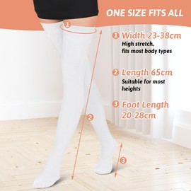 Kiiwah 65 cm Overknee Stockings, Thigh High Socks, 78.5% Cotton Socks, Long Knee Socks for Women, Femboy, Winter, Autumn, Spring (Black)
