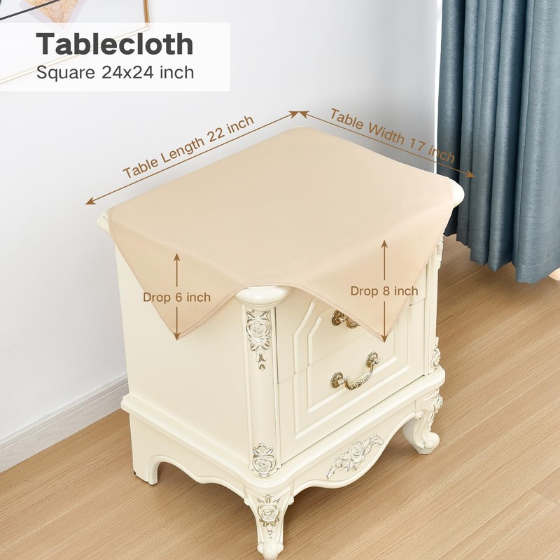 Nacuci Small Square Tablecloth 24x24 Inch Washable Polyester Side Table