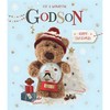 Godson Christmas Card - Wonderful Godson - Barley Teddy Bear