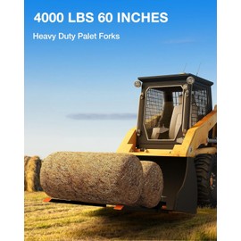 60" Pallet Forks 4000 Lbs Clamp-On Pallet Forks, Heavy Duty Tractor Bucket Forks for Tractor Bucket Forks Front Loader Forks, Fork Attachment for Skid Steer