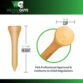 Wedge Guys Bamboo Golf Tees 3¼“, 2¾” & 1½” | 100,250,500 or 1000 pcs. | Free Ball Marker - Stronger Than Wood Tees, Biodegradable & Less Friction | PGA Professional Approved, Golf Tees Bulk Bag