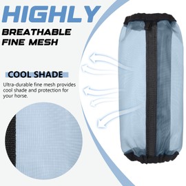 Wizbrio All-Purpose Fine Mesh Horse Fly Boots Breathable Anti-Fly Leggings with Sturdy Support Strips Reduce Annoying Stomping & 360°Leg Protection Durable Easy-Clean Material 4-Pack Light Blue