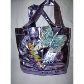 Tinkerbell Satin Violet Butterfly Applique Tote Bag