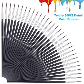 Anezus 30 Pcs Pack of Synthetic Sable Fine Detail Paint Brushes Set for Miniature, Scale Model, Art Painting in Acrylic, Oil, Watercolor