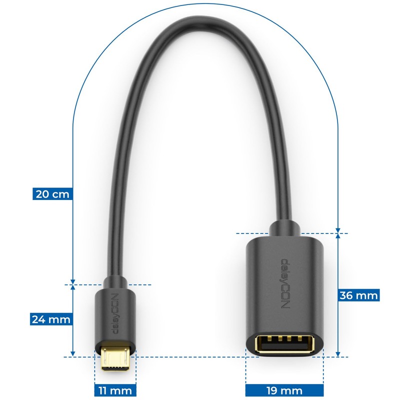 deleyCON 2 Pack USB 2.0 High Speed OTG Adapter -