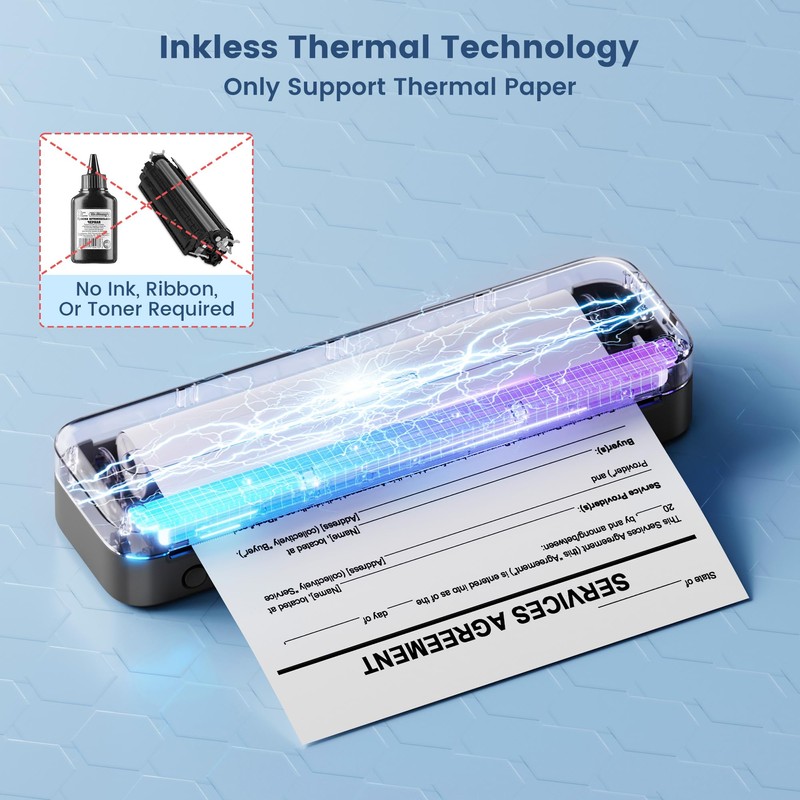 Phomemo Portable Thermal Printer, M832 Inkless Portable Printers Wireless for
