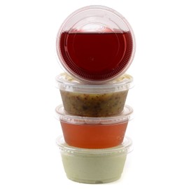 EcoQuality 3.25 Ounce Clear Plastic Disposable Portion Cups with Lids, Jello Shot, Souffle Cups, Condiments, Sampling Cups, Complements, Food Service (3.25 oz) (375)