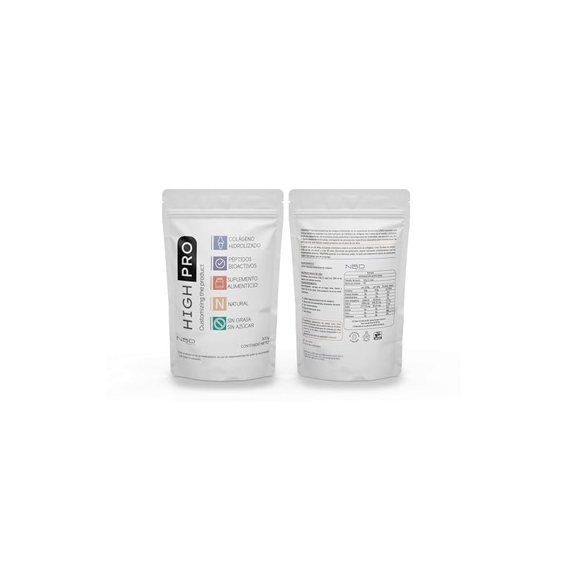 HIGHPRO Colágeno Hidrolizado 100% Natural en Polvo 300 Gramos sin