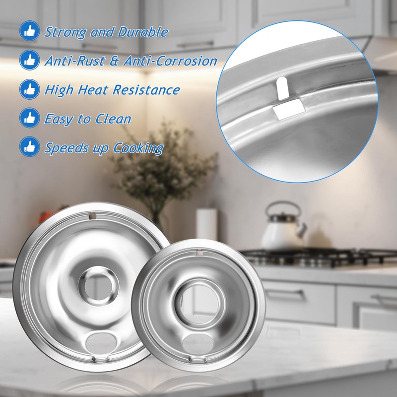 Drip Pan Electric Stove Burner Covers for Whirlpool W10278125, 4