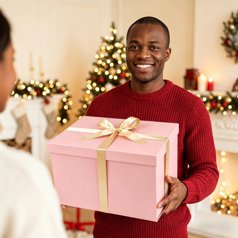 BoxSkivra Extra Large Gift Box 17x11x10.2 Inches，Pink Gift Box with