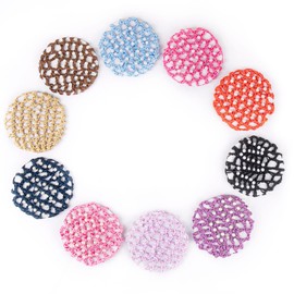 AUEAR, 10 Pack Hair Bun Cover Pearls Snood Hair Net Handmade Crochet Elastic Bun Hair Nets for Women Girls Ballet Dance Skating