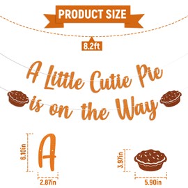 A Little Cutie Pie is on the Way Banner - Fall Pumpkin Pie Baby Shower Decor, Pie Theme Gender Reveal Party Decorations Orange Glitter