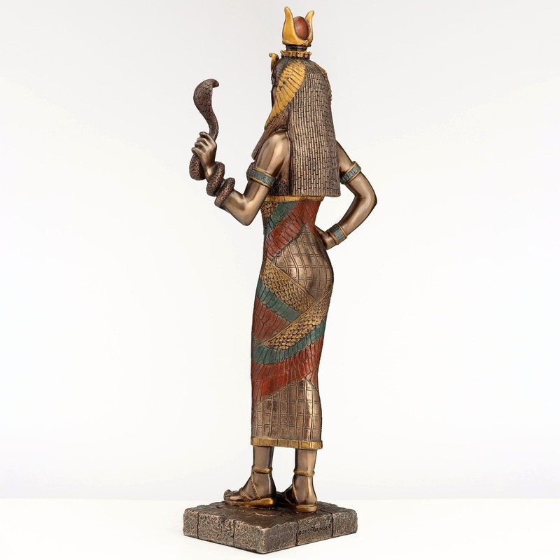 Veronese Design Egyptian Goddess Hathor Holding a Cobra Statue