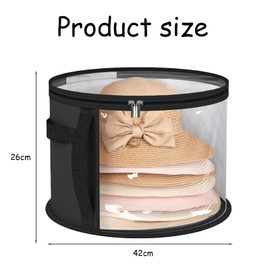 SSKHE 1PCS Hat Box With Lid,Round Hat Storage Box,Travel Storage Bag,Lightweight And Breathable For Home And Travel
