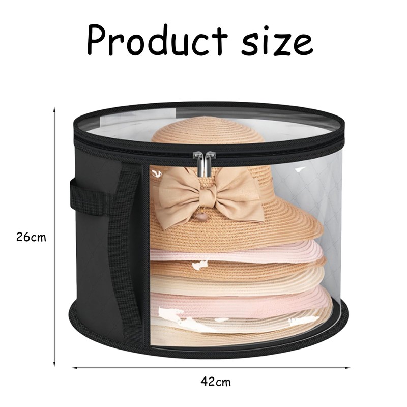 SSKHE 1PCS Hat Box With Lid,Round Hat Storage Box,Travel Storage