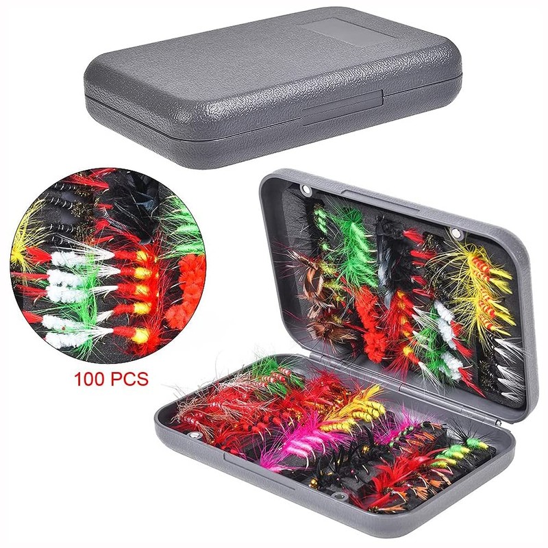 ANCLLO 100Pcs Fly Fishing Kit - Dry and Wet Flies