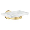 HOME Holder with Soap Dish. Brushed Brass/Porcelain