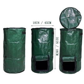 Compost Bin Bags 34 Gallon Compost Bin Garden Compost Bin Bags for Garden Yard Garbage Cans (Green 2pcs)