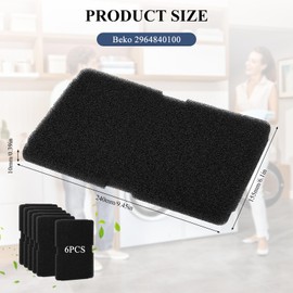 6 PCS Sponge Filters for Beko 2964840100, 240×155×10 mm Beko Tumble Dryer Filter, Filter for Beko Condensing Dryer and Heat Pump Dryer