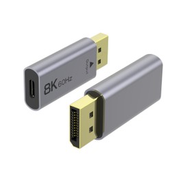 PremiumCord 8K USB-C to DisplayPort Adapter F/M, DP 1.4, UHD 8K 4320p 60Hz, 4K 2160p 144Hz, HDR10, HDCP 2.2, 32.4 Gbps, Aluminium Housing, Space Gray