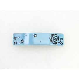 Faship Premium Rhinestone Crystal Dusty Blue Cellulose Acetate Rose Floral Art Deco Hair Claws Clips