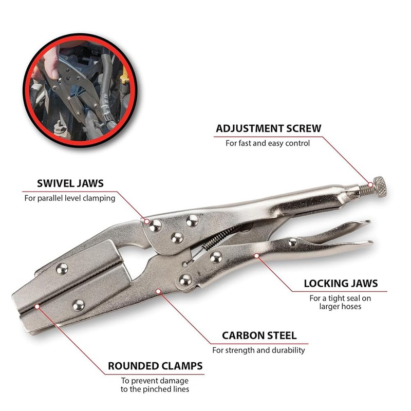 Radiator Hose Clamp, 10" Self-Locking Line Pinch Off Pliers, Pipe