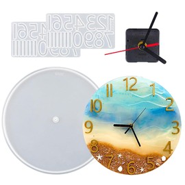Moldes de reloj de resina, moldes de 10''/14'' de números romanos de reloj de silicona con mecanismo, moldes de fundición de resina epoxi para joyería DIY, manualidades, decoración del hogar, regalos