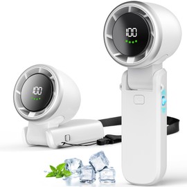 Ausic Handheld Fan, Foldable, Portable Fan, Super Strong Wind, Instant Cooling, 3-in-1 Mini Fan, 100 Levels of Air Flow Adjustment, Powerful, Cooling, Small Fan, Lightweight, Tabletop, Silent, 5,000