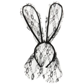 Starline Women's Lace Bunny Mask Headband Accessory, Black, One Size