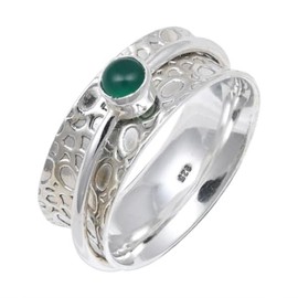 JEWELSTREZORO Onyx Edelstein Spinnerring 925 Sterling Silber Spinner Männer & Frauen Meditationsring Alle Größen Handarbeit Jewerly TSR145M_65 (20.7)