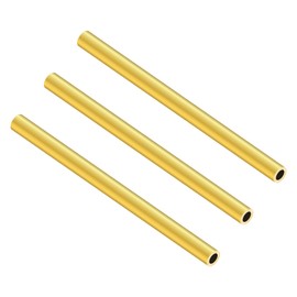 LAVMHAB Round Brass Pipe 6 mm OD/Outer Diameter x 1.0 mm Wall Thickness, 200 mm Length, Seamless Round Brass Tube for Crafts (Pack of 3)