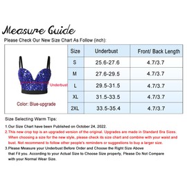 Charmian - brasier corto para mujer, tirantes delgados, con abalorio de diamantes de imitación, para club, Actualización azul, S