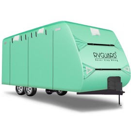 RVGUARD Travel Trailer Cover, 300D Oxford Cover fits for 27' - 30' RV, Upgrade UV Resistant Oxford Fabric, Quick Side Door Access, Come with Maintenance Accessory and Storage Bag