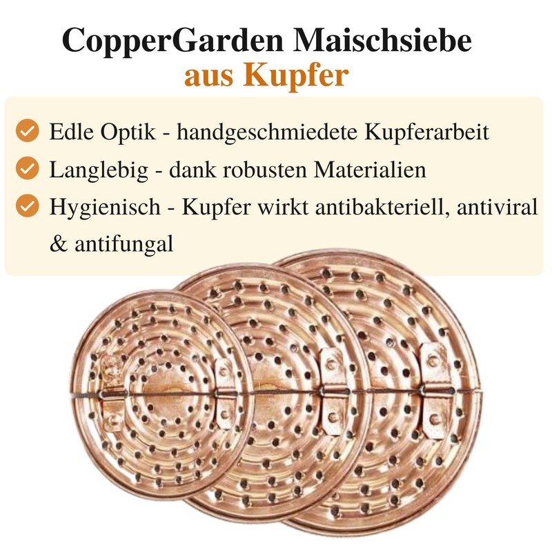 'CopperGarden' Copper Mash Sieve (20L) - prevents burning of the