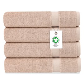 Delara Organic Cotton Luxuriously Plush Bath Sheet Pack of 4 | GOTS & OEKO-TEX Certified | Premium Hotel Quality Towels | Feather Touch Technology|650 GSM Long Staple|Soft, Quick Dry & Ultra-Absorbent